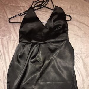 SATIN SILK HALTER DRESS